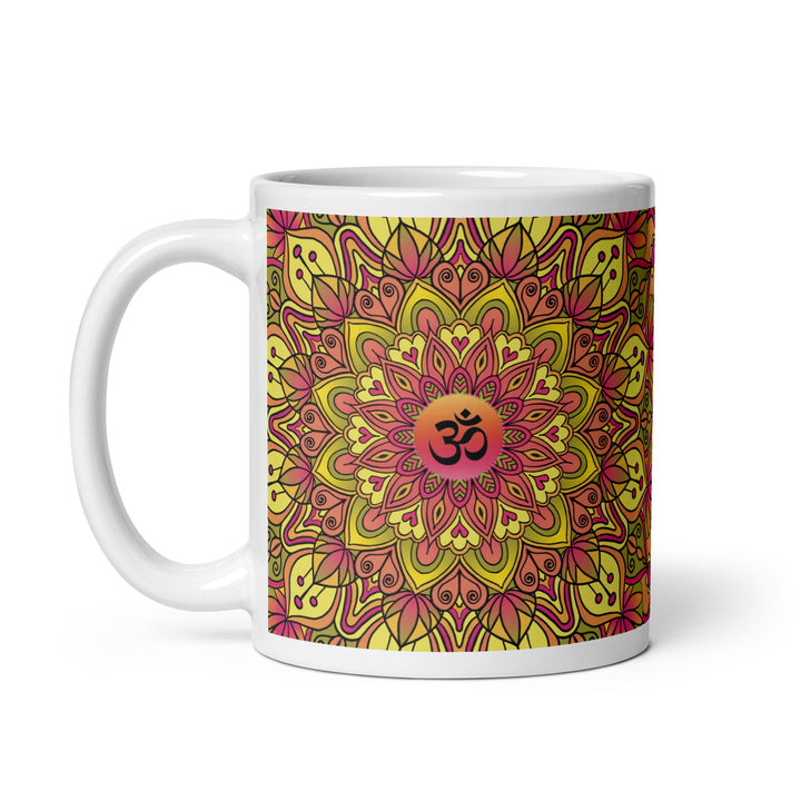 Ohm Bliss: Zachtgele en roze Mandala-mok voor rustzoekers