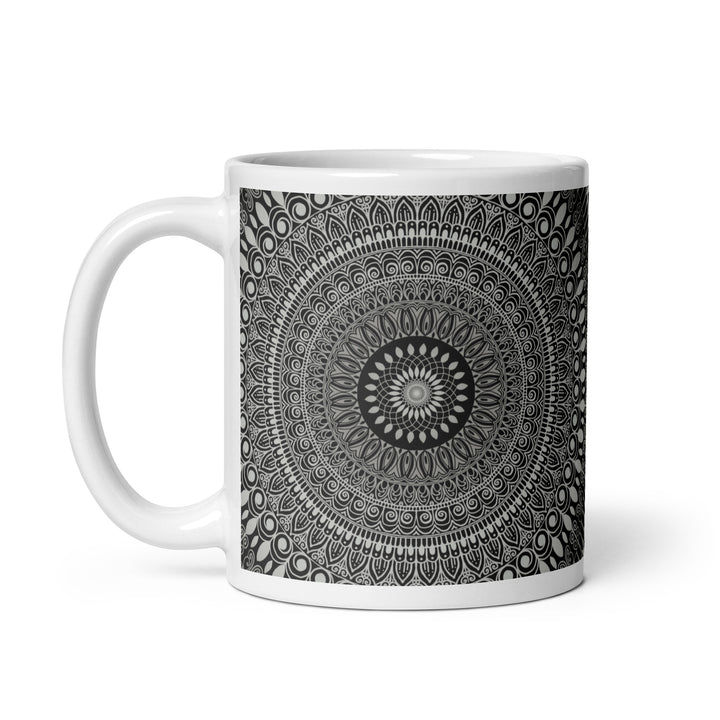 Artful Zen Grey Mandala Mug | Grey Mandala Mug | Mandala Stone