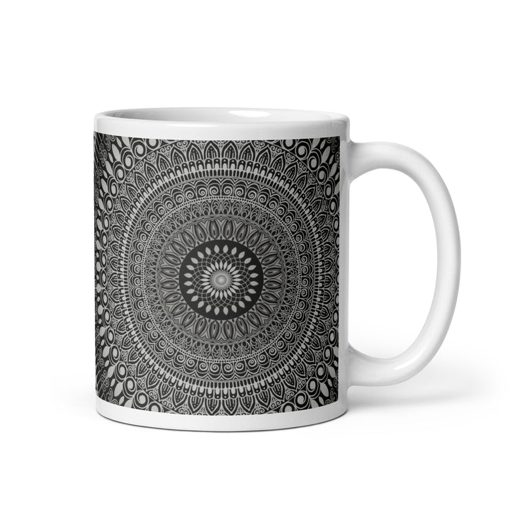 Artful Zen Grey Mandala Mug | Grey Mandala Mug | Mandala Stone