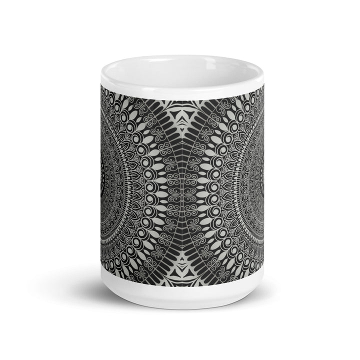 Artful Zen Grey Mandala Mug | Grey Mandala Mug | Mandala Stone