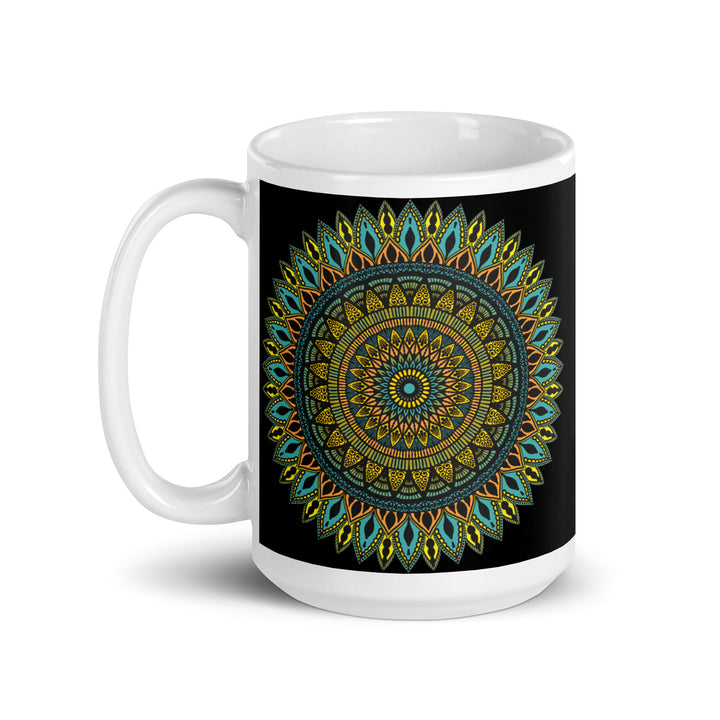 Mandala Magic in Black, Glanzende Mok