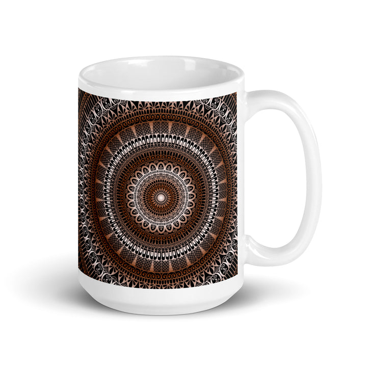 Warm Elegance: bruine mok met betoverende mandala