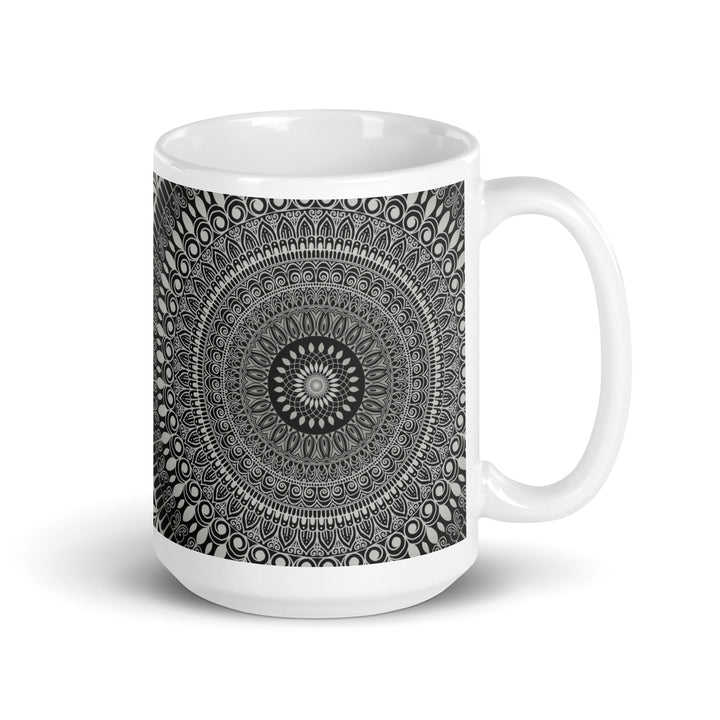 Artful Zen Grey Mandala Mug | Grey Mandala Mug | Mandala Stone