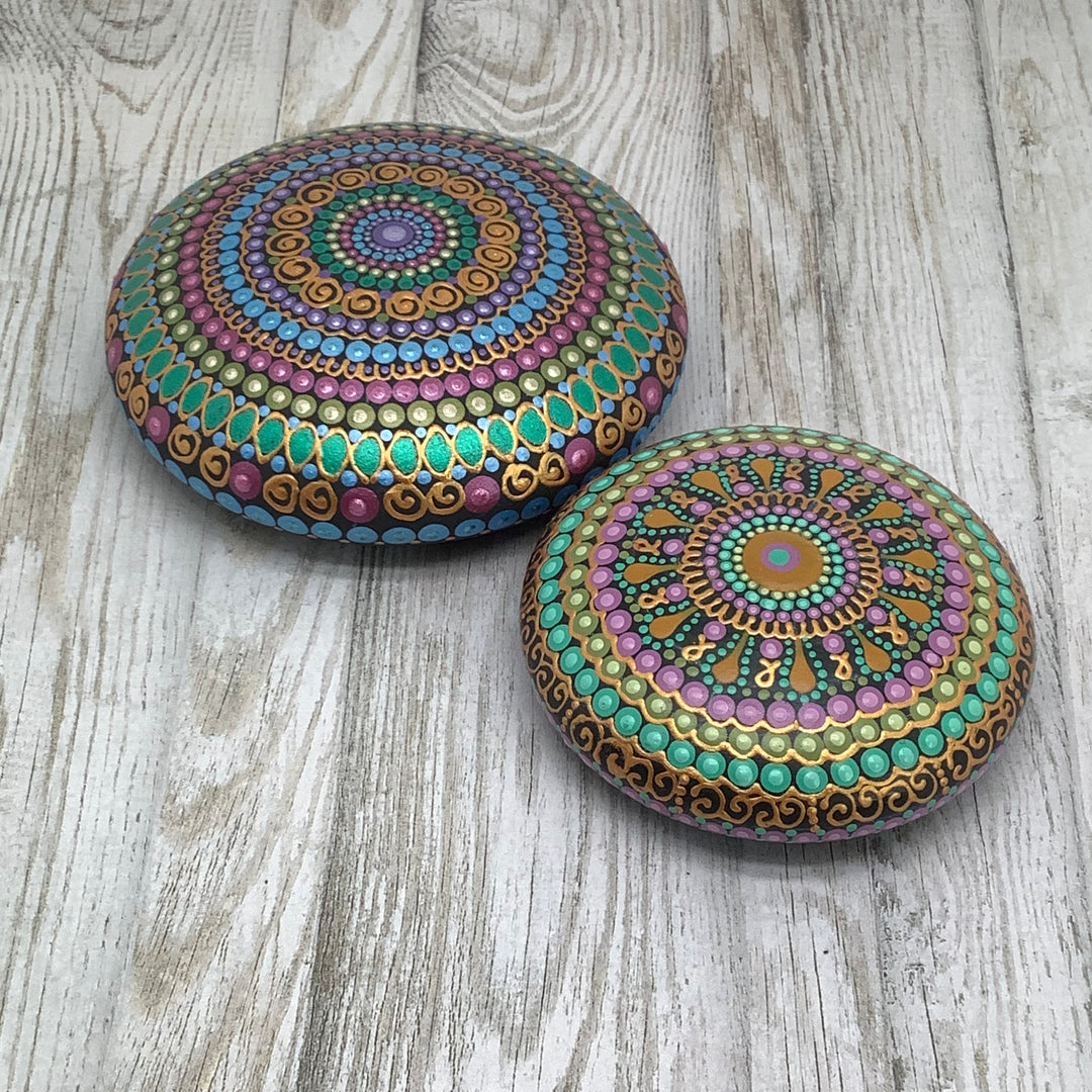 Decoratieve Steen  Mandala in metallic tinten 