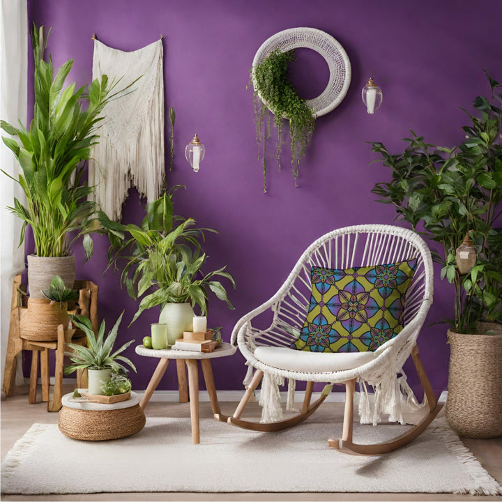 Vibrant Harmony: Caleidoscoop Mandala sierkussen in paars, blauw en geel