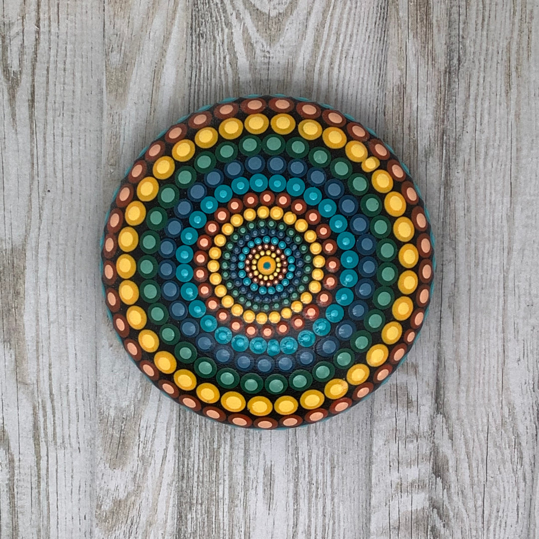 Dotart Mandala Steen in primaire kleuren 