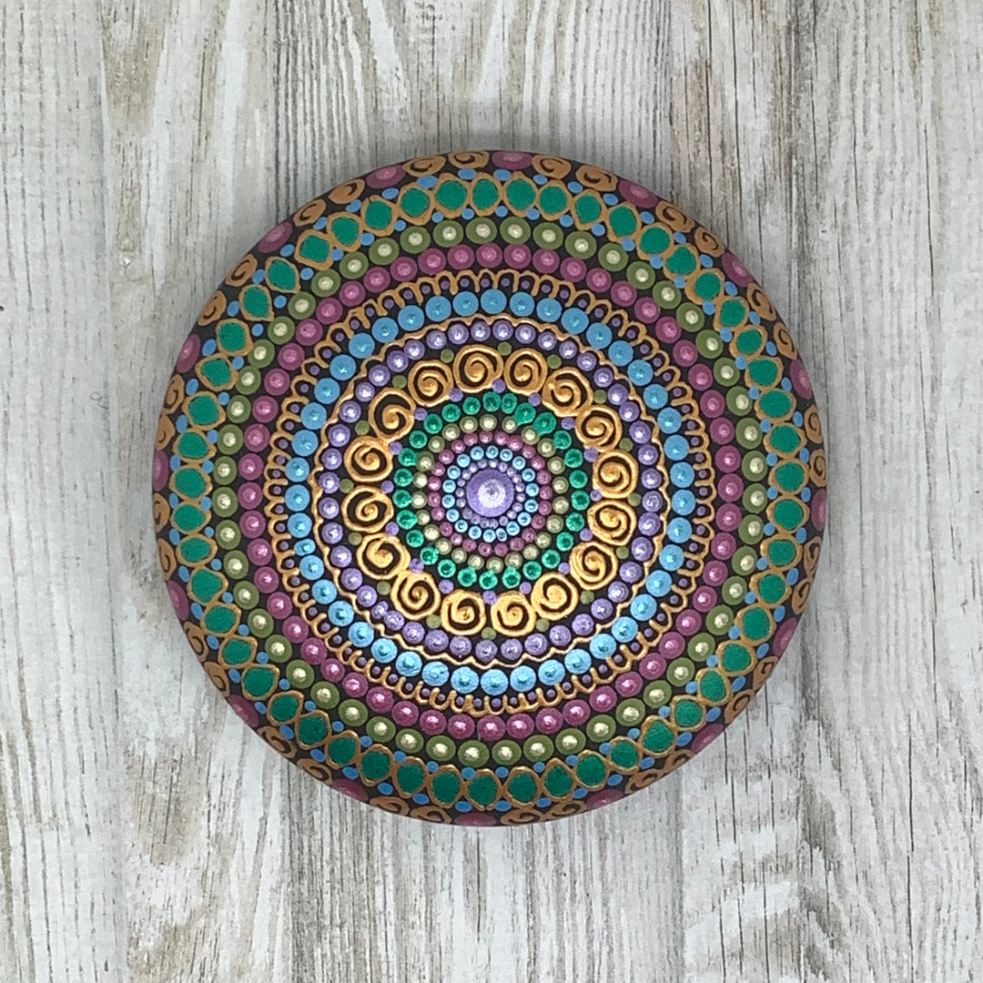 Decoratieve Steen  Mandala in metallic tinten 