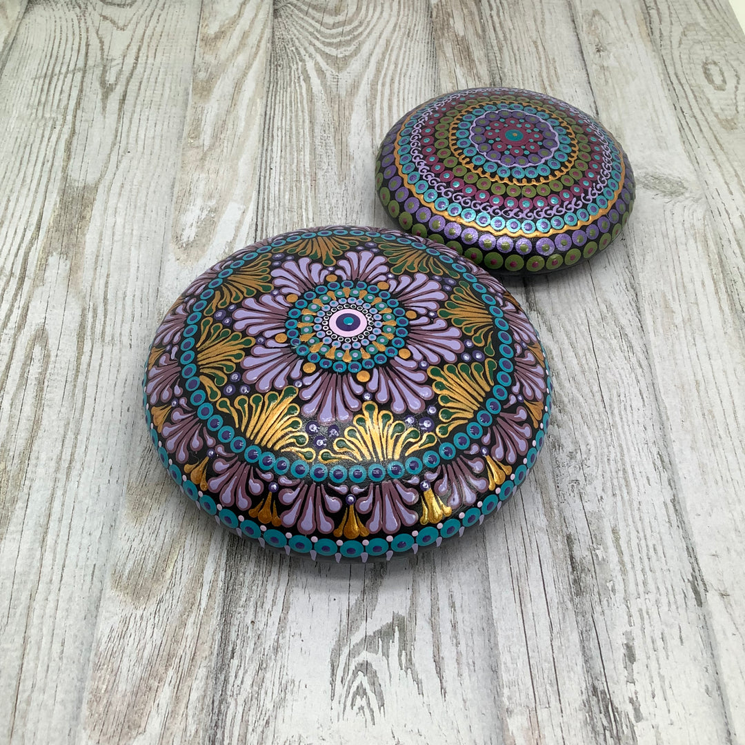 Art Stone Mandala Swooshes in Pink and Gold medium