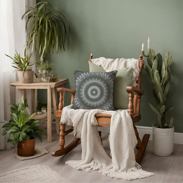 Enchanted Forest: Mandala-sierkussen in sereen groen