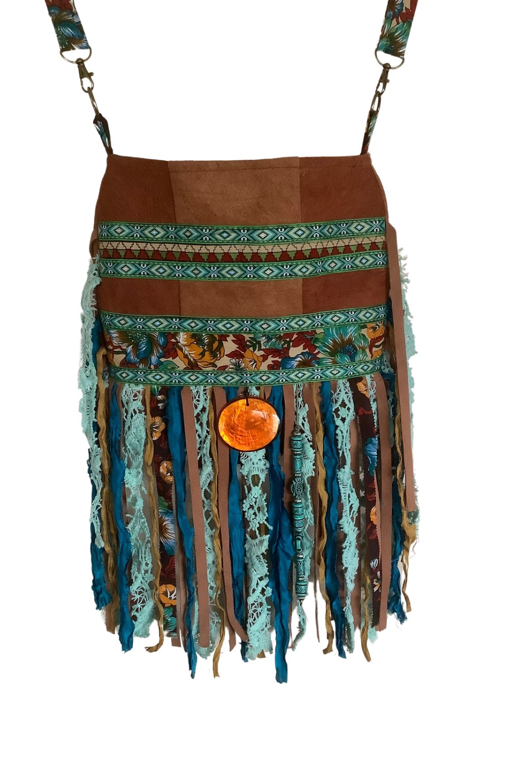 Barkcloth Crossbody Bag Blue