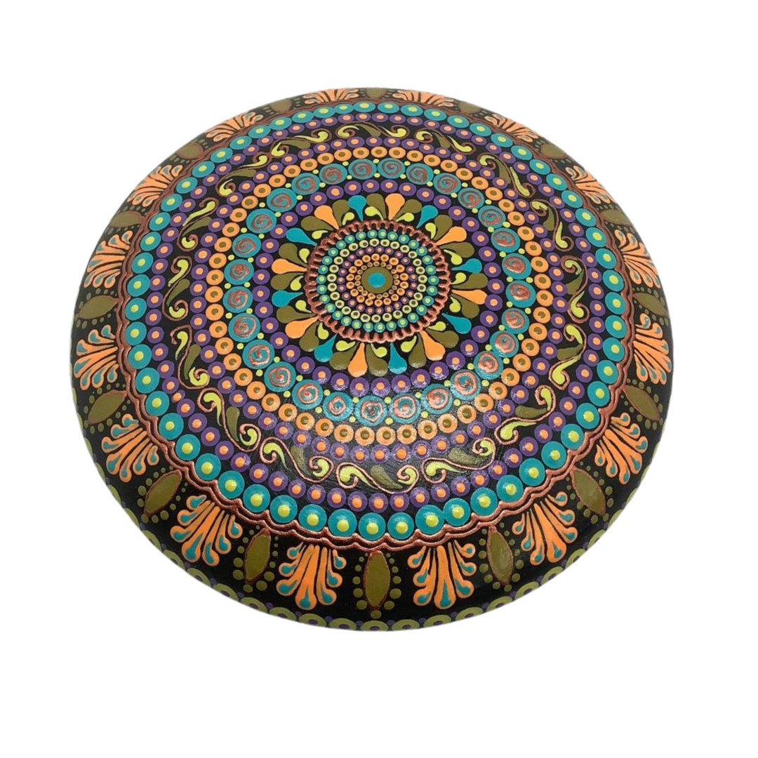 Mandala Steen Dot Art Blauw, Groen, Oranje en Paars 