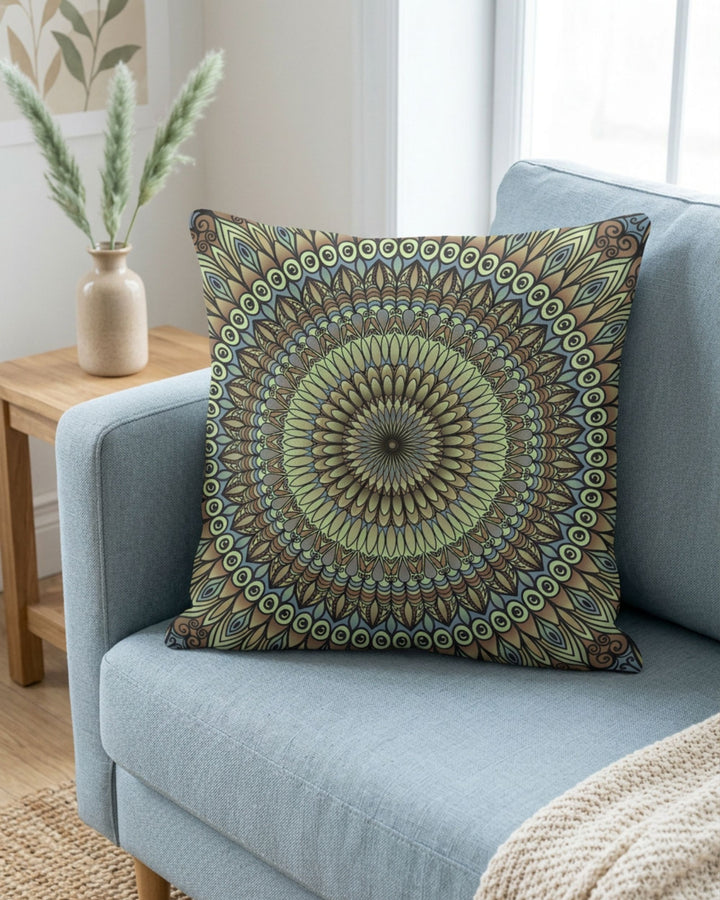 Nature's Palette: Lavender, Green, and Brown Pillow Cover