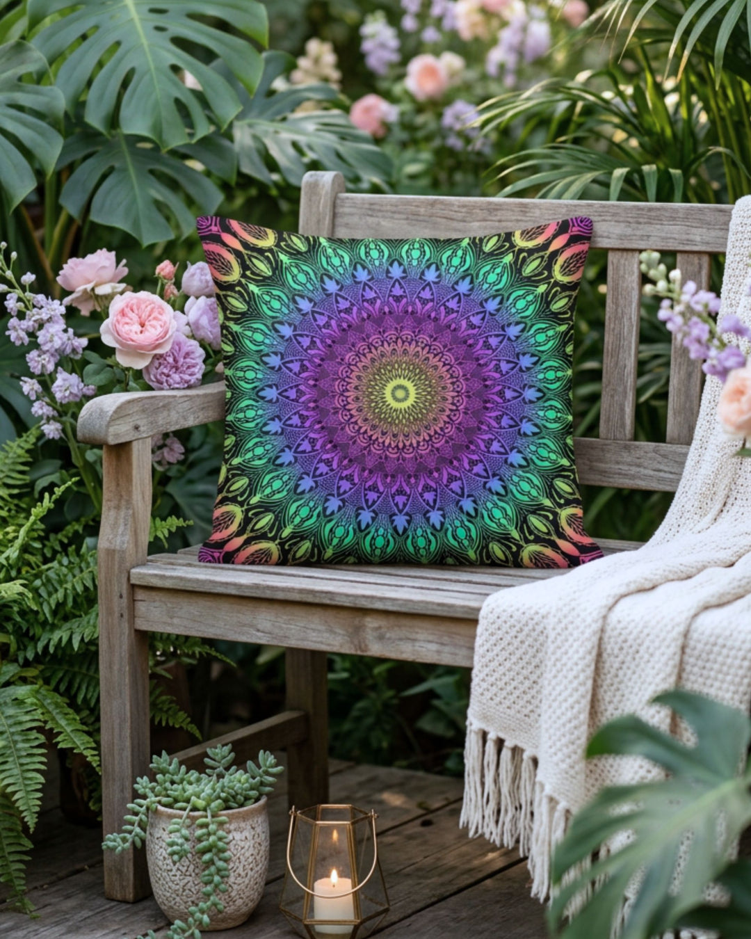 Boho Dreams: Mandala kussenhoes in vrolijke kleuren 