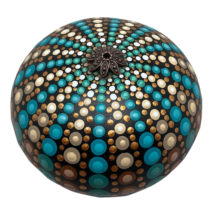 Sea Urchin Mandala Stone in Turquoise and Gold