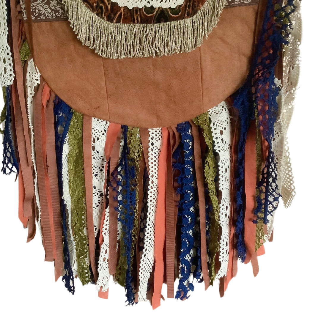 Barkcloth Crossbody Bag with Laura Ashley fabric and Vintage Details