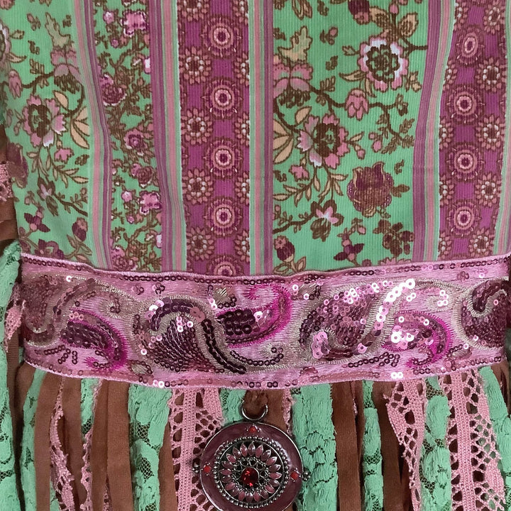 Boho Barkcloth & Velvet Fringe Bag – Sustainable Mandala Bag