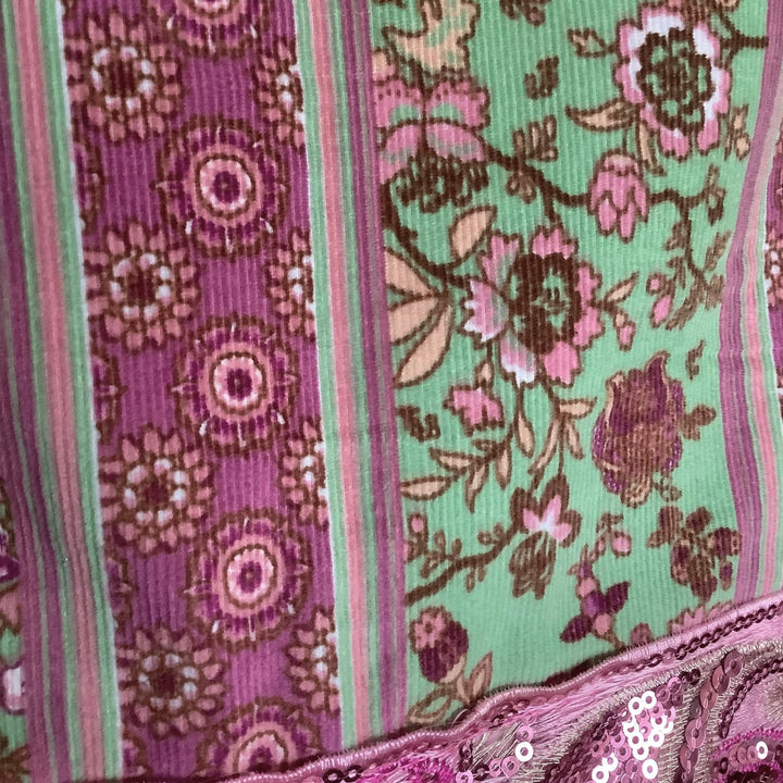 Boho Barkcloth & Velvet Fringe Bag – Sustainable Mandala Bag