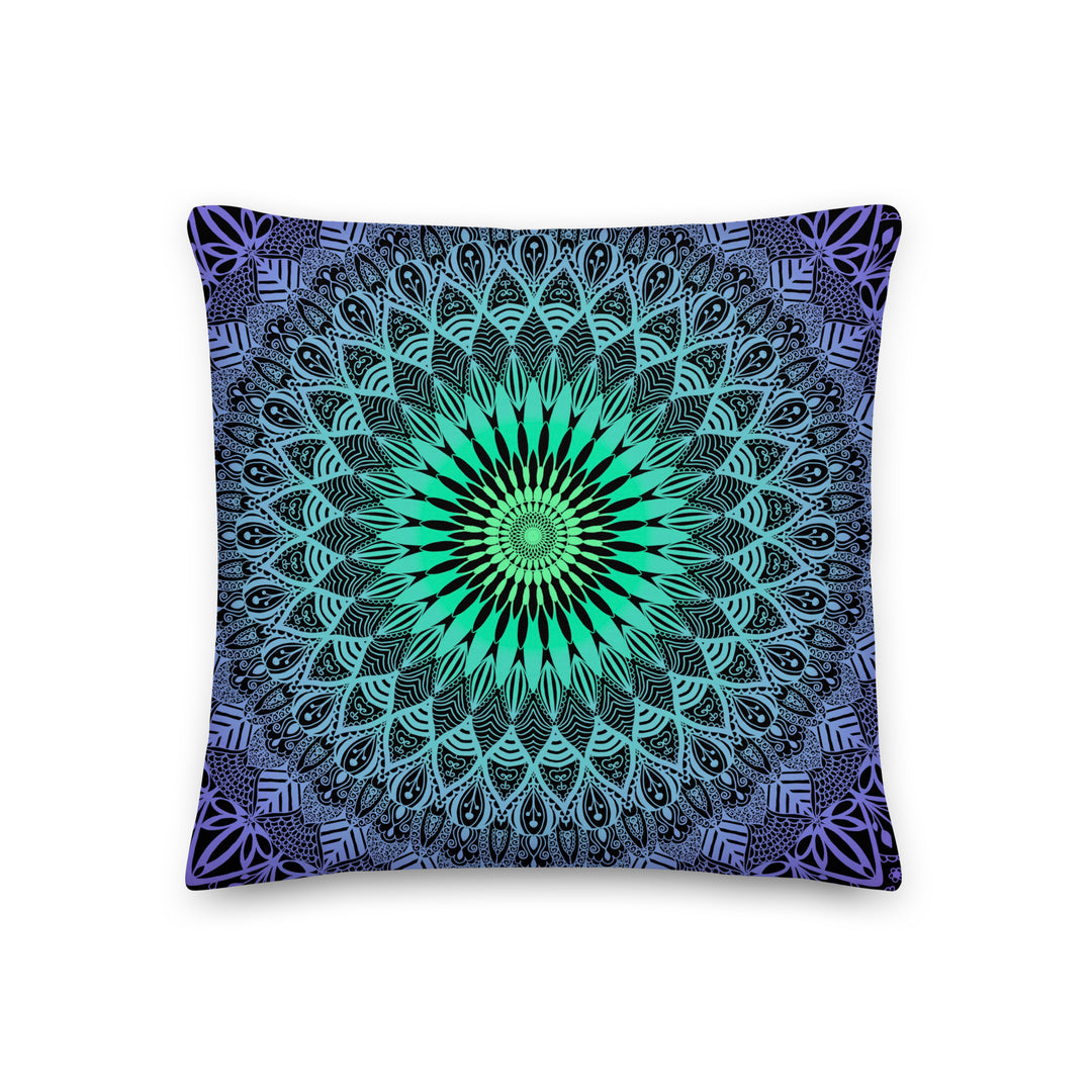 Mandala Pillow Cover with Purple and Mint Green Design – Boho Decorative Cushion