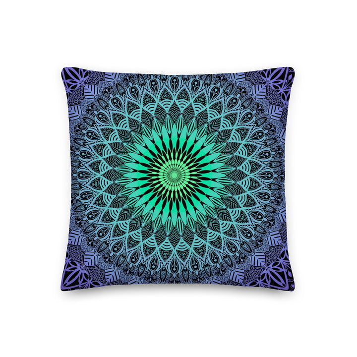 Mandala Pillow Cover with Purple and Mint Green Design – Boho Decorative Cushion
