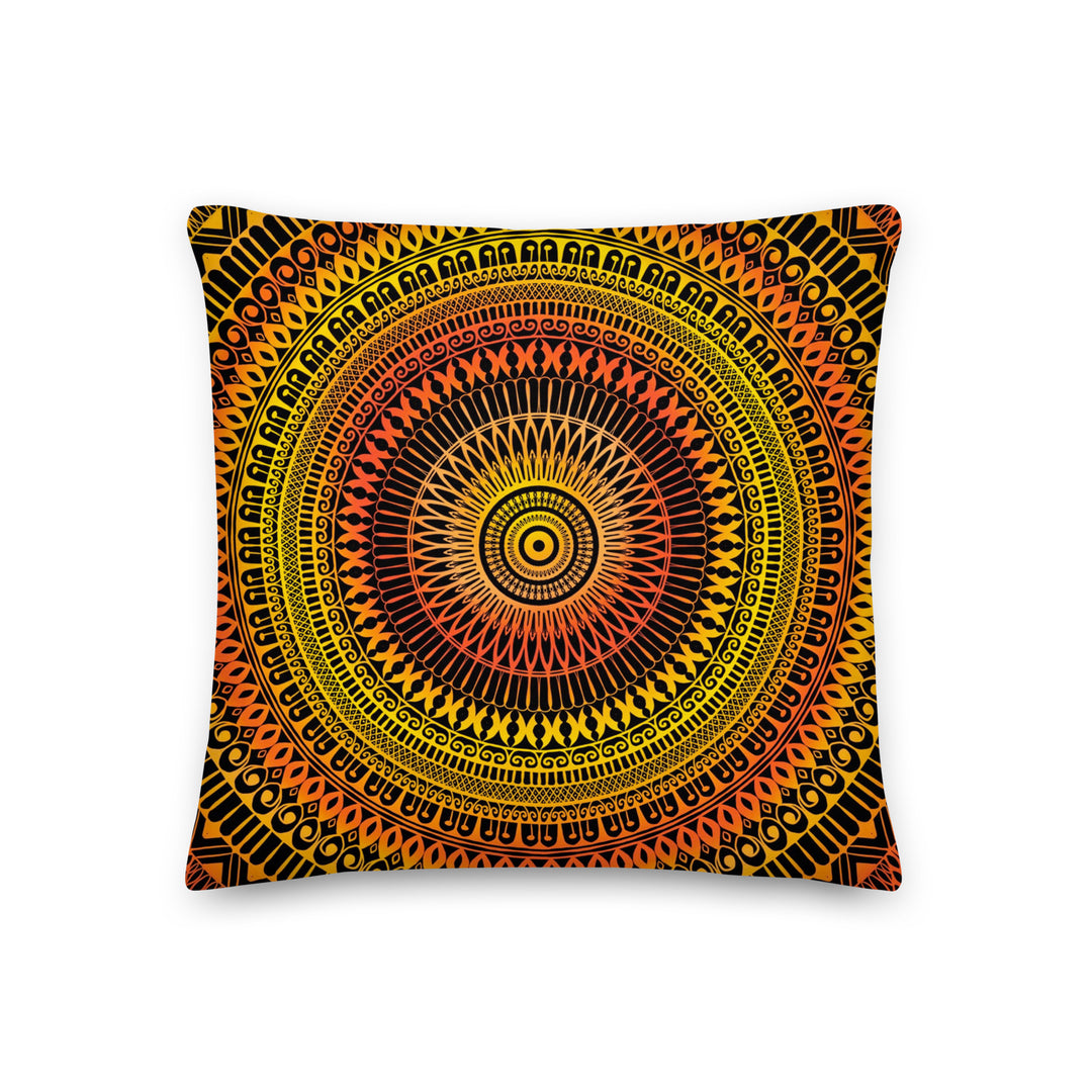 Sunshine Fusion: Bright Yellow and Orange Mandala Pillow Cover
