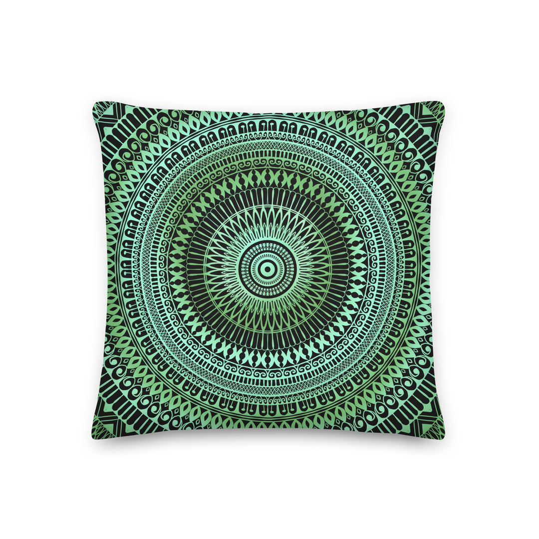 Whispers of Nature: Green & Blue Mandala Pillow Cover