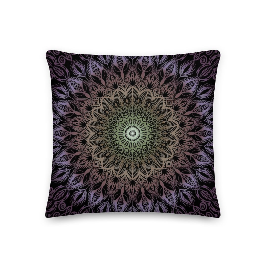 Pastel Harmony: Purple, Salmon, and Yellow Mandala Pillow Cover