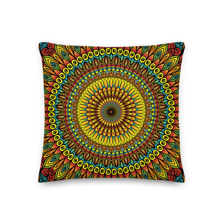 Artistic Flourish: Mandala Pillow Cover in Yellow, Rust & Blue