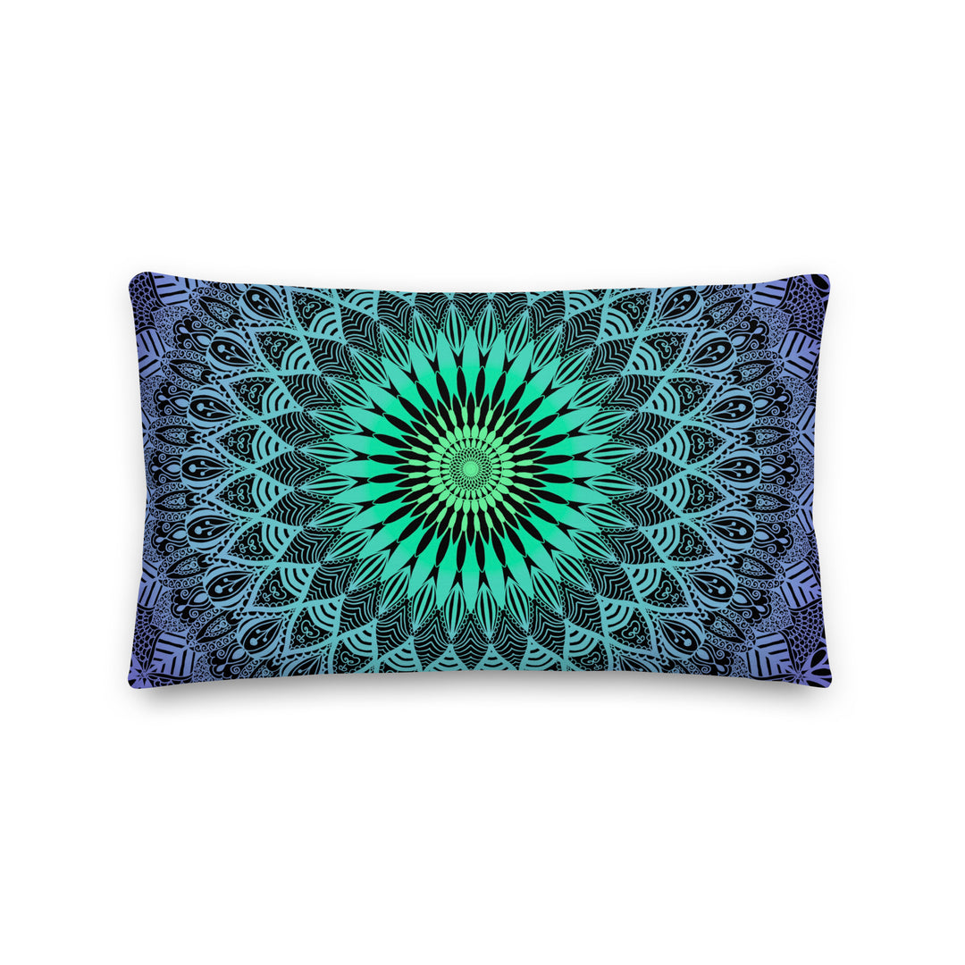 Mandala Pillow Cover with Purple and Mint Green Design – Boho Decorative Cushion