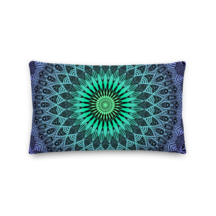Mandala Pillow Cover with Purple and Mint Green Design – Boho Decorative Cushion