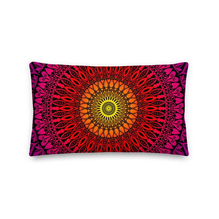 Golden Horizon: Mandala-kussenhoes in  warme kleuren