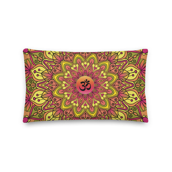 Ohm Bliss: Soft Yellow and Pink Mandala Pillow Cover