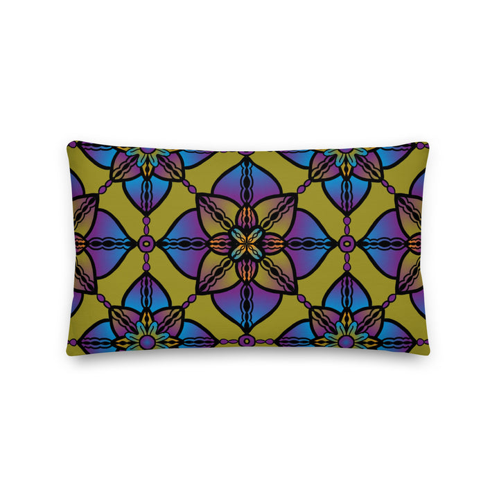 Vibrant Harmony: Kaleidoscope Mandala Pillow Cover in Purple, Blue & Yellow