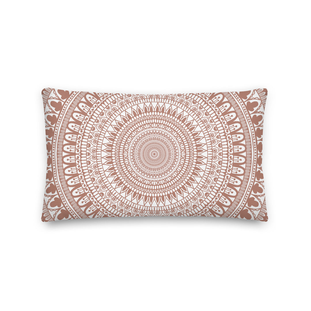 Terracotta Delight: White Mandala Pillow Cover with Intricate Mehndi Design