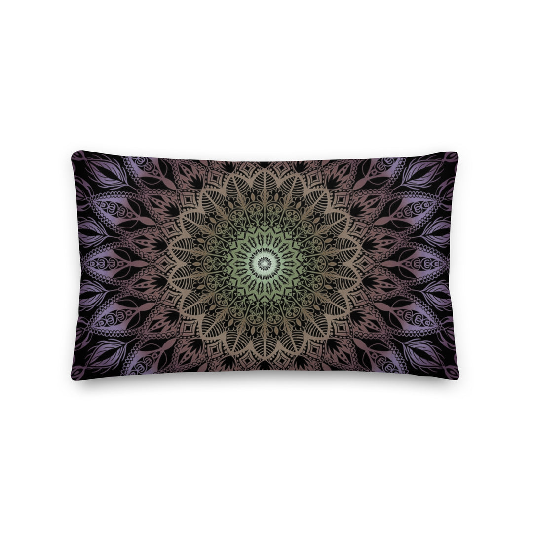 Pastel Harmony: Purple, Salmon, and Yellow Mandala Pillow Cover