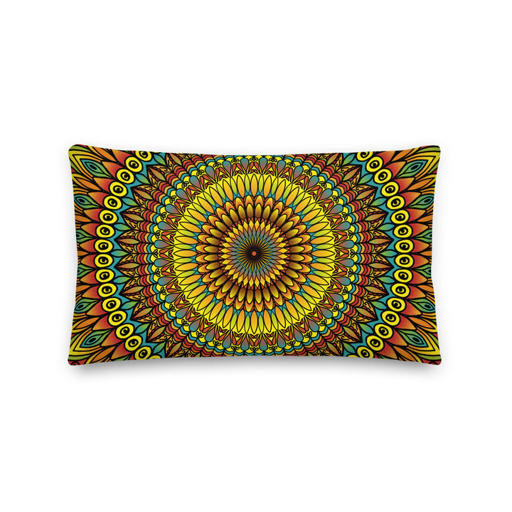 Artistic Flourish: Mandala Pillow Cover in Yellow, Rust & Blue