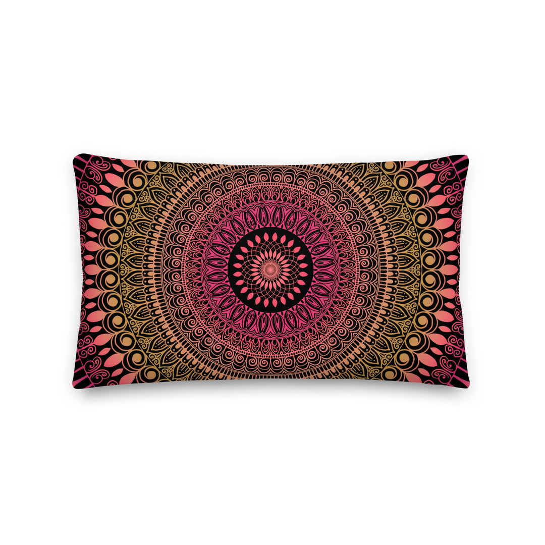 Bohemian Sunshine: Mehndi Mandala Pillow Cover in Summer Colors