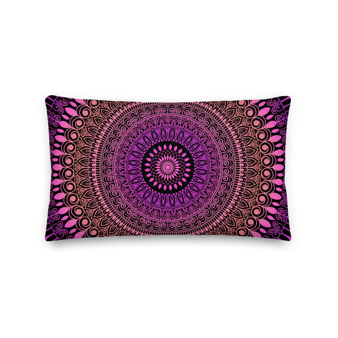 Pink Sunset Dream: Mehndi Mandala kussenhoes in zalm en roze