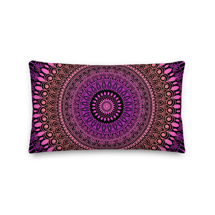 Pink Sunset Dream: Mehndi Mandala kussenhoes in zalm en roze