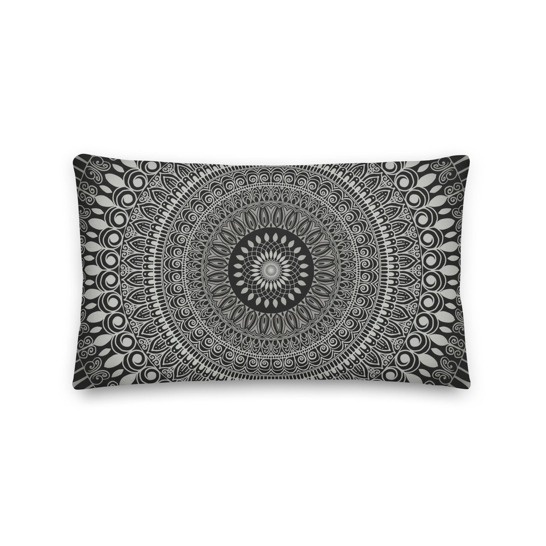 Artful Zen: Grey Mandala Pillow Cover with Mehndi Touch