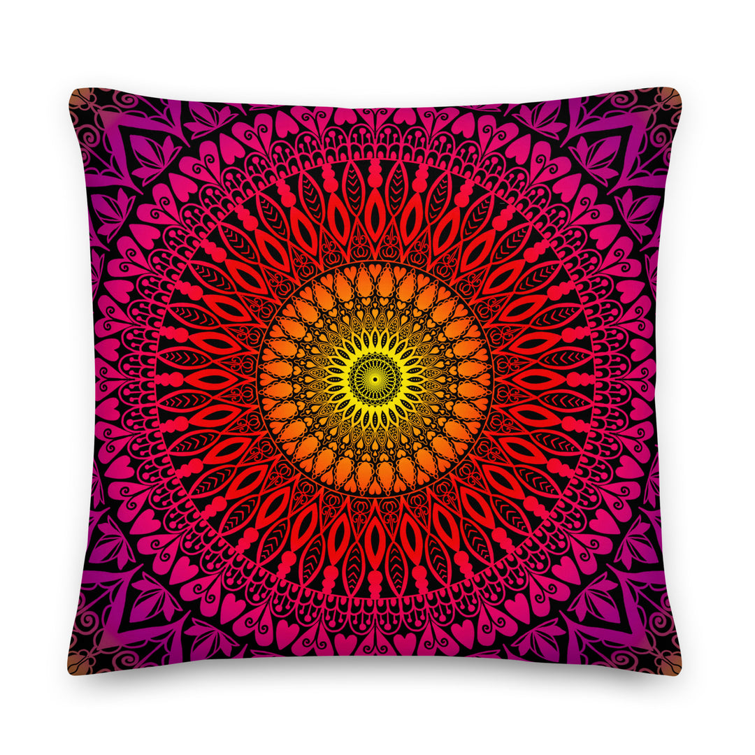Golden Horizon: Mandala-kussenhoes in  warme kleuren