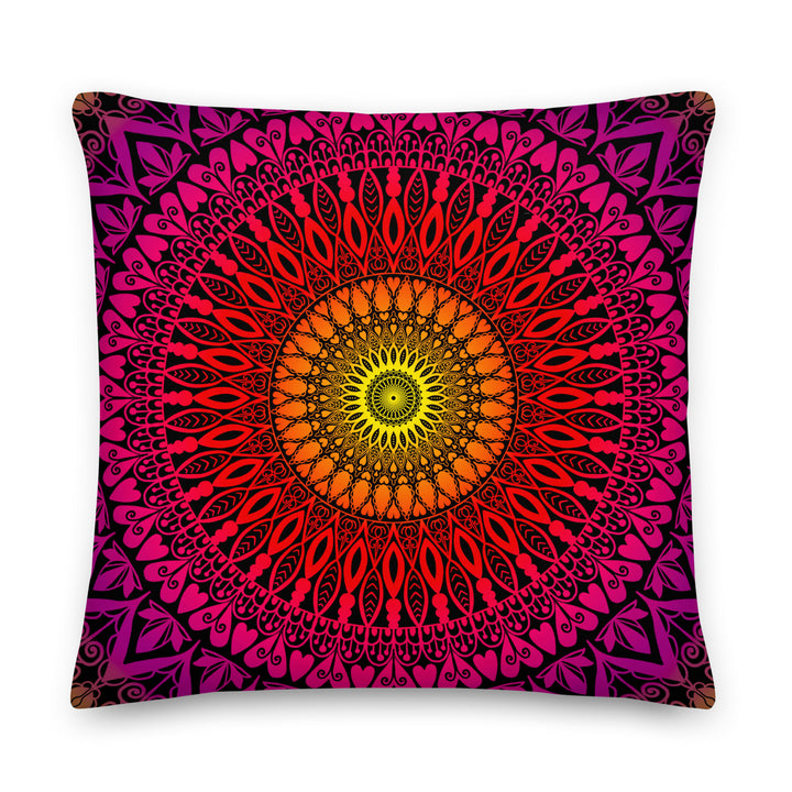 Golden Horizon: Mandala-kussenhoes in  warme kleuren