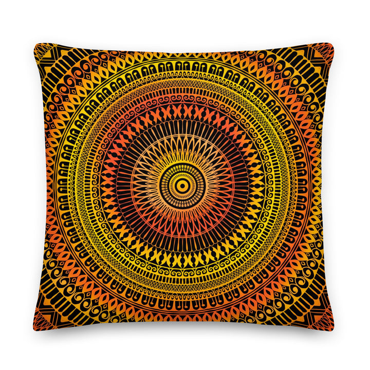 Sunshine Fusion: Bright Yellow and Orange Mandala Pillow Cover