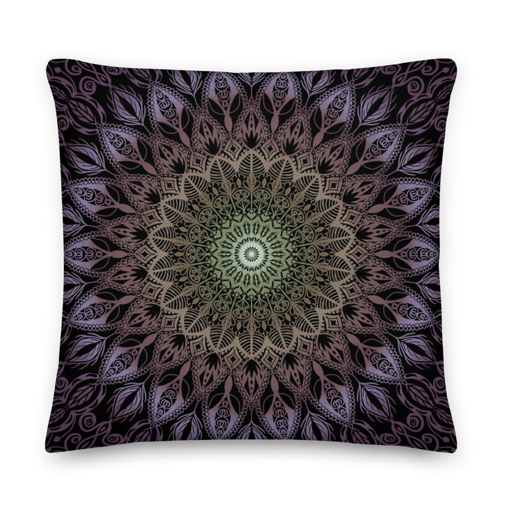 Pastel Harmony: Purple, Salmon, and Yellow Mandala Pillow Cover