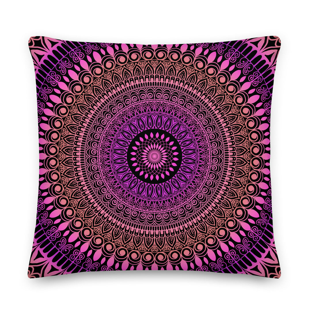 Pink Sunset Dream: Mehndi Mandala kussenhoes in zalm en roze