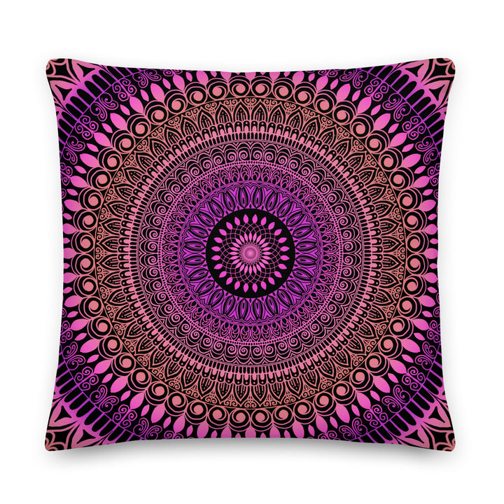 Pink Sunset Dream: Mehndi Mandala kussenhoes in zalm en roze