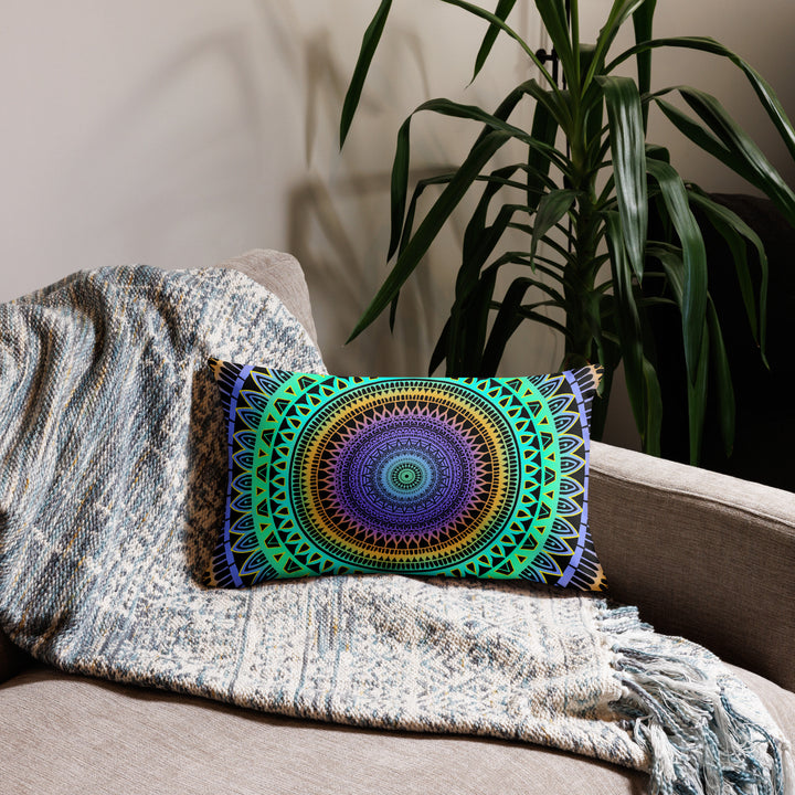 Pillow Case Mehndi Design in Mint, Purple and Gold