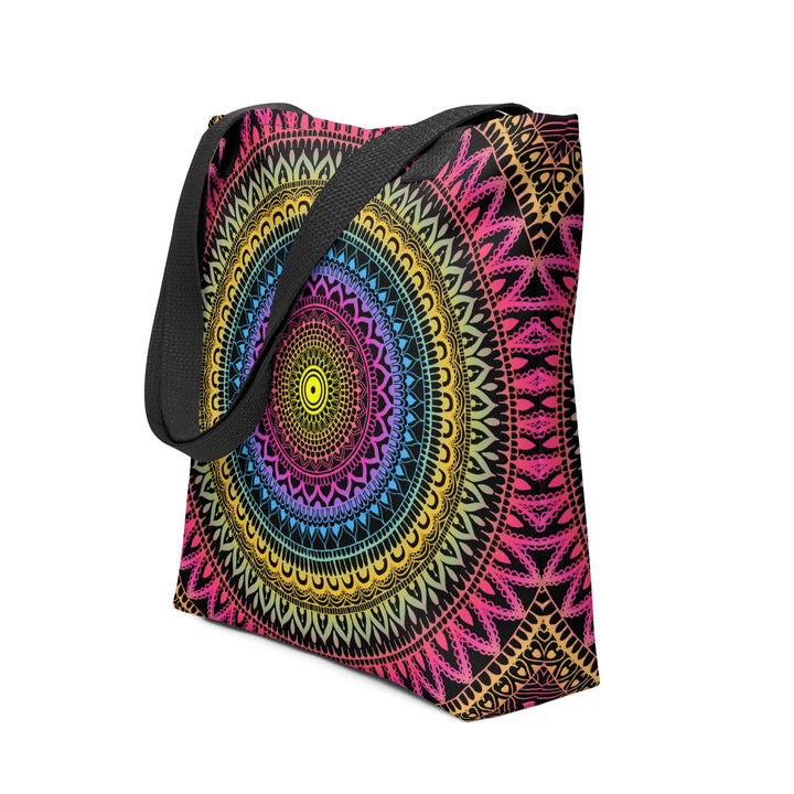mandala tote bag pink yellow blue boho tote bag double sided print polyester tote bag