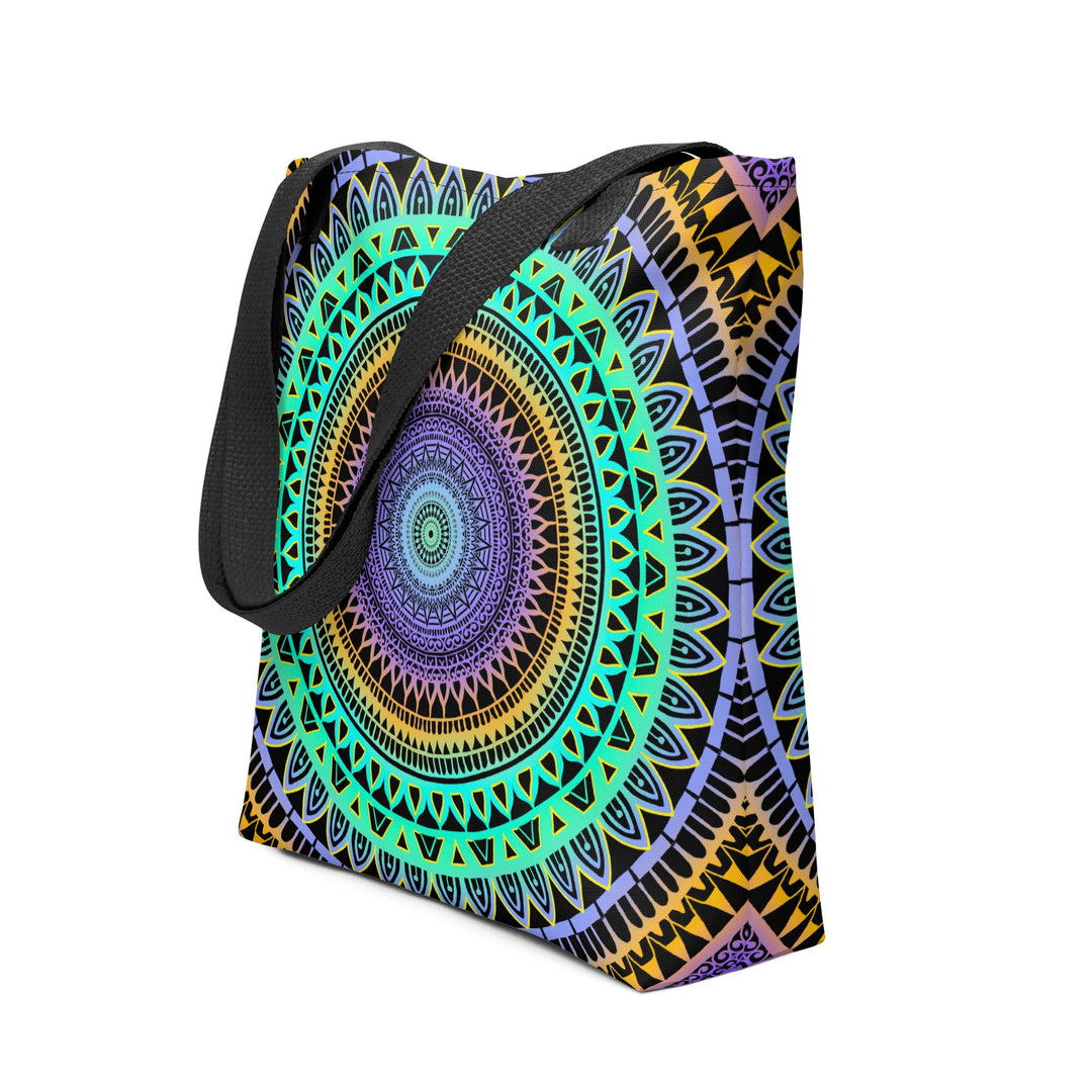 mandala tote bag mint green purple yellow boho tote bag double sided print polyester tote bag