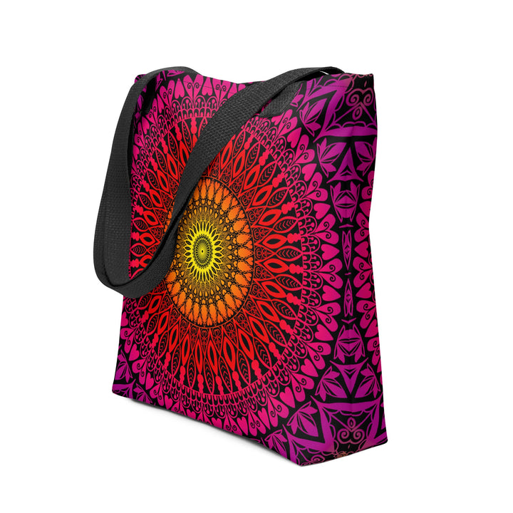 mandala tote bag red orange pink boho tote bag double sided print polyester tote bag