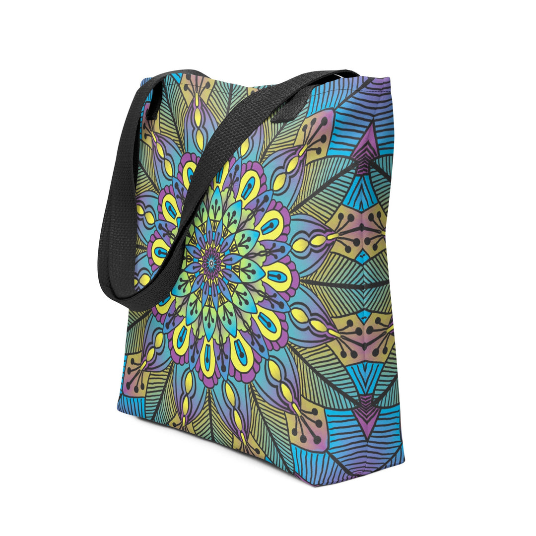 mandala tote bag green yellow purple floral boho tote bag double sided print polyester tote bag